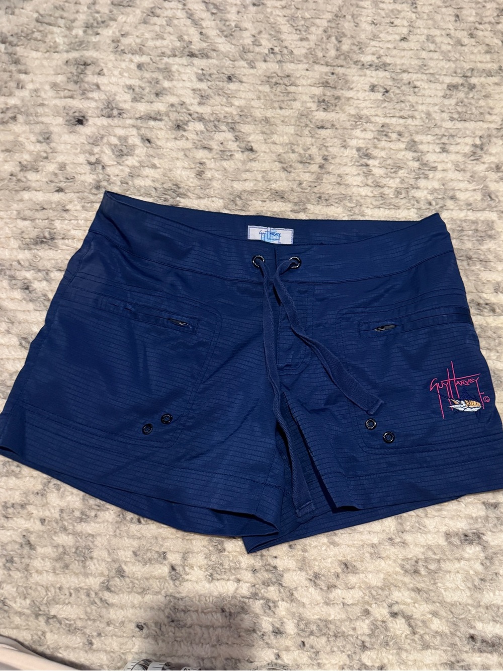 Guy Harvey Blue Navy Ripstop Fishing Board Shorts 4